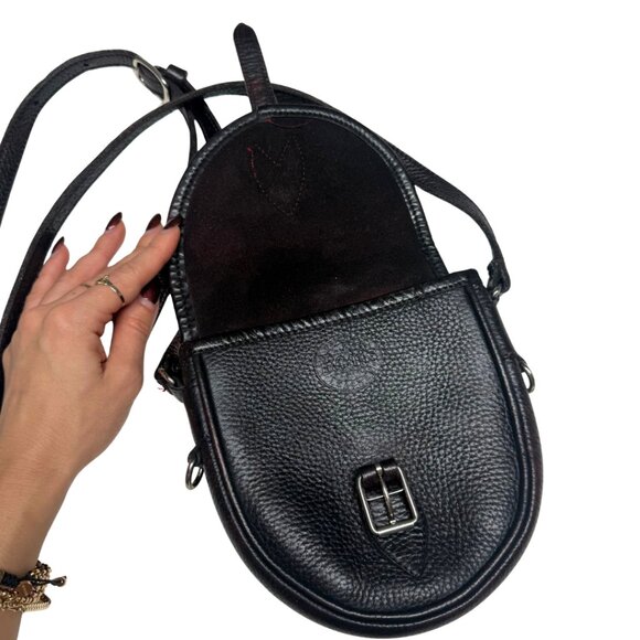 Re-Issue 1976 Roots Bavarian Leather Crossbody Satchel Black/Wine Red Purse - Picture 6 of 13
